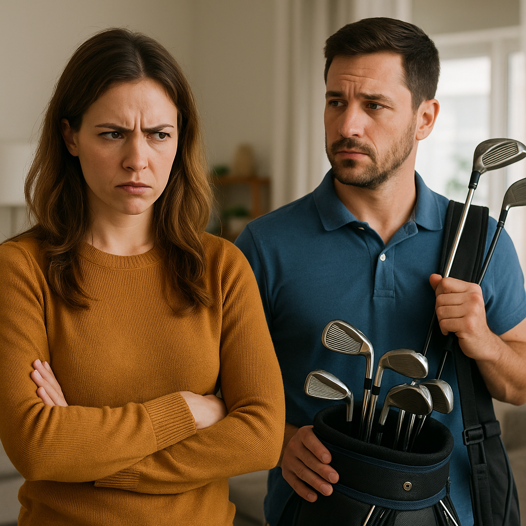 Girlfriend golfer mad at boyfriend